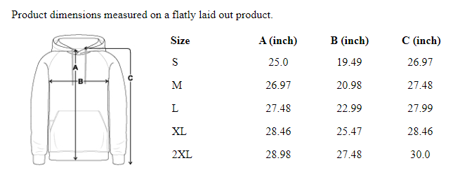 size guide hoodies