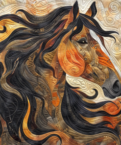 Abstract Horse Quilted Blanket NCU0TH773