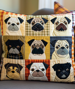 Adorable Baby Pugs Quilted Pillow Case NCU0VL082
