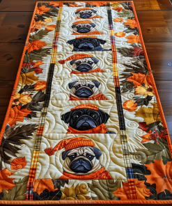 Adorable Baby Pugs Quilted Table Runner NCU0VL315