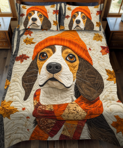 Adorable Beagle 3-Piece Quilted Bedding Set NCU0VL411