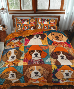 Adorable Beagle 3-Piece Quilted Bedding Set NCU0VL421