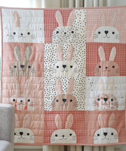 Adorable Bunny Patch Quilted Blanket NCU0TL282