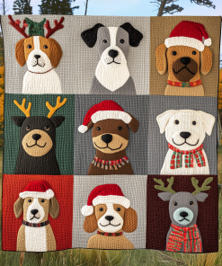 Adorable Dog Snowflakes Quilted Blanket NCU0VL641