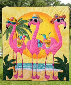 Adorable Flamingo Quilted Blanket NCU0VL478