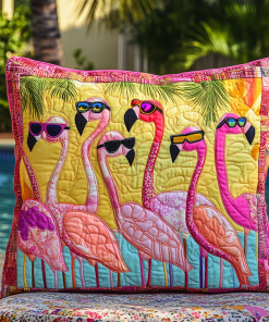 Adorable Flamingo Quilted Pillow Case NCU0VL530