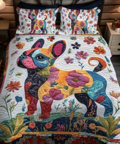 Adorable French Bulldog 3-Piece Quilted Bedding Set NCU0PD384