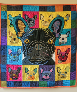 Adorable French Bulldog Quilted Blanket NCU0PD078