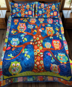 Adorable Owls 3-Piece Quilted Bedding Set NCU0VL163