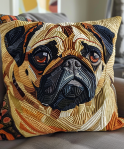 Adorable Pug Quilted Pillow Case NCU0VL081
