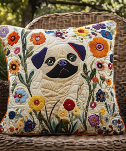 Adorable Pug Quilted Pillow Case NCU0VL370