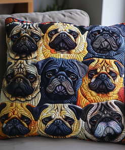 Adorable Pugs Quilted Pillow Case NCU0VL087