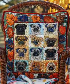 Adorable Pugs Quilted Pillow Case NCU0VL280