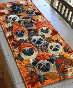Adorable Pugs Quilted Table Runner NCU0VL177