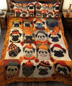 autumn vibe pugs 3 piece quilted bedding set ncu0vl092 23tkw.png