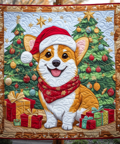 corgi cheer under the tree quilted blanket ncu0dk1576 xirhm.png