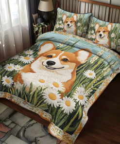 corgi floral wonderland 3 piece quilted bedding set ncu0dk1608 fpw8d.png