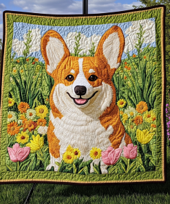corgi flowered path quilted blanket ncu0dk1566 vyuc9.png
