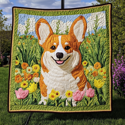 corgi flowered path quilted blanket ncu0dk1566 vyuc9.png