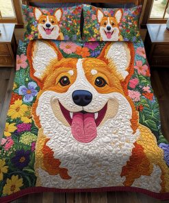 corgi in bloom 3 piece quilted bedding set ncu0dk1607 dsj1n.jpg
