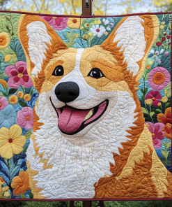 corgi in the daisies quilted blanket ncu0dk1564 yjfkn.png