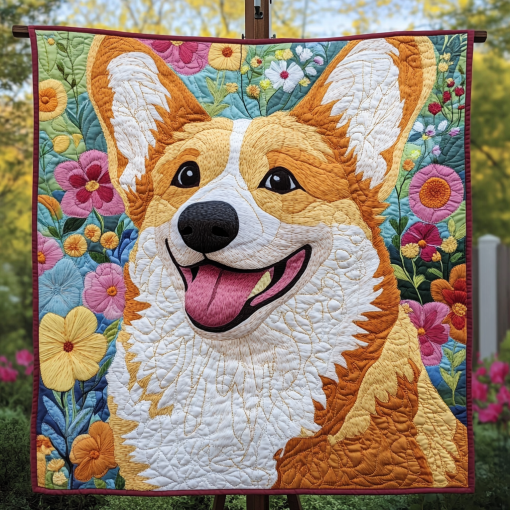 corgi in the daisies quilted blanket ncu0dk1564 yjfkn.png