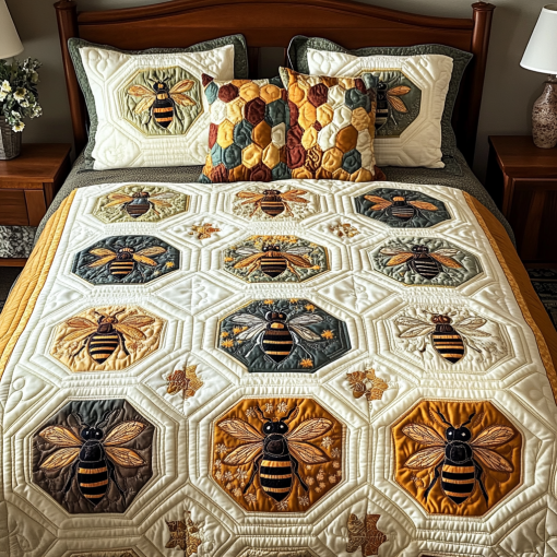 golden hives 3 piece quilted bedding set ncu0vh1654 60dfx.png